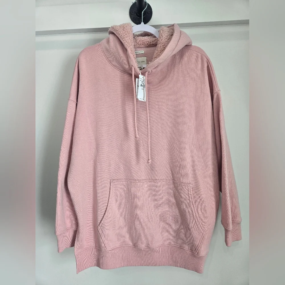 New American Eagle Jegging Fit Ahh-mazingly Soft Medium Pink Fur Hoodie Sweat - Picture 1 of 7